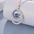 TOUPOP Sterling Silver Sapphire Pendant Necklace September Birthstone-0-4