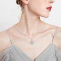 wholesale 925 Sterling Silver Compass Pendant Necklace With Turquoise Stone White Gold Plated-0-1