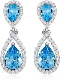 wholesale 925 Sterling Silver Moissanite Birthstone Dangle Earrings for Women-03-March