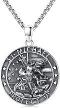 wholesale 925 Sterling Silver St Michael Archangel Pendant Necklace  for Men Women Catholic Gifts Protection Jewelry 45cm Chain Length-0-0
