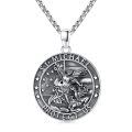 wholesale 925 Sterling Silver St Michael Archangel Pendant Necklace  for Men Women Catholic Gifts Protection Jewelry 45cm Chain Length-0-0