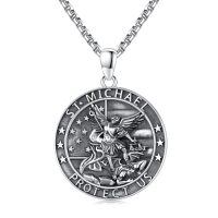 wholesale 925 Sterling Silver St Michael Archangel Pendant Necklace  for Men Women Catholic Gifts Protection Jewelry 45cm Chain Length-A05-St Michael Medal
