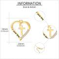 wholesale 14K Gold Heart with Cross and Cubic Zirconia Pendant Necklace for Women-0-4