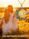 wholesale 925 Sterling Silver Black Enamel Gold Plated Sun and Moon Mountain Compass Pendant Necklace-0-5