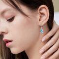 wholesale 925 Sterling Silver Blue Topaz & White Cubic Zirconia Halo Drop Earrings for Women-0-3