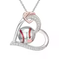 TOUPOP 925 Silver Stone Christmas Sports Heart Necklace Gift-0-0