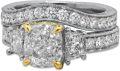 wholesale Platinum Plated Silver Moissanite 3CT 3-Stone Cushion Cut Bridal Set with 2CT Center Stone-0-0