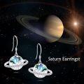 wholesale 925 Sterling Silver Abalone Shell Planet Dangle Hook Earrings-0-5