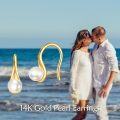 wholesale 14K Gold Teardrop White Pearl Dangle Earrings for Women and Girls-0-3