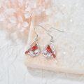wholesale 925 Sterling Silver 925 Red Cardinal & Flower Teardrop Dangle Earrings - Mother's Day Gift for Her-0-4