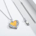 wholesale 925 Sterling Silver Orange Opal Heart with Wings Pendant Necklace - Dainty  for Women-0-2