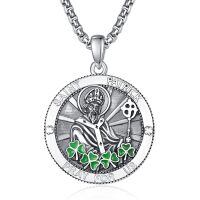 wholesale 925 Sterling Silver Patron Saint Medal Amulet Necklace for Men 2 5mm 22 +2 Chain-A31-Saint Patrick