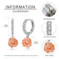 wholesale 925 Sterling Silver Dangle Earrings Wholesale With Rose Charm And Crystal Accents-0-4