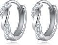 wholesale 925 Sterling Silver Twist Design Cubic Zirconia Huggie Hoop Earrings for Women Girls -0-0