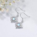 wholesale 925 Sterling Silver Moonstone Crescent Moon Star White Gold Plated Drop Earrings-0-2