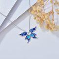 wholesale 925 Sterling Silver Blue Opal Heart-Shaped Butterfly Pendant Necklaces for Women Girls s-0-3