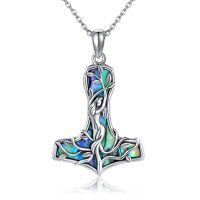 wholesale 925 Sterling Silver Thor Hammer Abalone Shell Tree Of Life Goddess Pendant Necklace-Thor Hammer for women