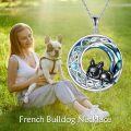 wholesale Sterling Silver Heart French Bulldog Necklace Pendant Jewelry Gift for Women-0-4