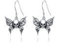 wholesale 925 Sterling Silver Butterfly Skull Dangle Earrings Gothic Halloween  for Her-0-0