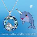wholesale TOUPOP Narwhal Necklace Sterling Silver Crystal Narwhal Jewelry Tiny Silver Whale Necklace Love Gift For Women -0-1