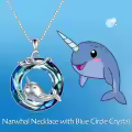 TOUPOP Sterling Silver Crystal Narwhal Necklace Tiny Whale Jewelry-0-1