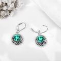 wholesale 925 Sterling Silver Green Crystal Round Drop Leverback Earrings Celtic Knot Design Irish Jewelry for Women Girls Gift 3cm Long-0-4