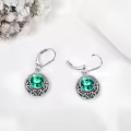 wholesale 925 Sterling Silver Green Crystal Round Drop Leverback Earrings Celtic Knot Design Irish Jewelry for Women Girls Gift 3cm Long-0-4