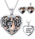 wholesale TOUPOP Locket Necklace Father Daughter Locket Mother Daughter Locket Necklace Sister Locket Family Locket Rose Heart Locket Pendant Necklace S925 Sterling Silver Gift Always In My Heart Locket -0-0