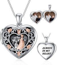 wholesale TOUPOP Locket Necklace Father Daughter Locket Mother Daughter Locket Necklace Sister Locket Family Locket Rose Heart Locket Pendant Necklace S925 Sterling Silver Gift Always In My Heart Locket -undefined