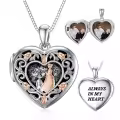 TOUPOP Sterling Silver Rose Heart Locket Necklace Gift-0-0
