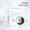 wholesale 925 Sterling Silver Feather Turquoise Drop Earrings for Women Girls -0-3