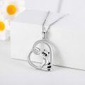 wholesale 925 Sterling Silver Raccoon in Heart Pendant Necklace for Women-0-3