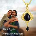 wholesale 925 Sterling Silver Black Onyx Filigree Teardrop Pendant Necklace with Chain 45cm Length-0-2