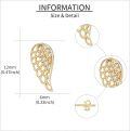 wholesale 14K Gold Angel Wings Studs with Cubic Zirconia and Heart Design Backing - Elegant  for Her (Pair)-0-3