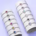 TOUPOP Sterling Silver Rose Quartz Butterfly Heart Birthstone Bracelet-0-5