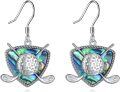 wholesale 925 Sterling Silver Abalone Shell Golf Sport Ball Hook Drop Earrings-0-0