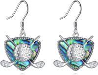wholesale 925 Sterling Silver Abalone Shell Golf Sport Ball Hook Drop Earrings-Abalone Golf