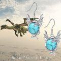 wholesale 925 Sterling Silver Turquoise Dragon Drop Earrings Gothic Antique Style Jewelry for Women Girls-0-5
