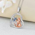wholesale 925 Sterling Silver Fox Butterfly Pendant Necklace - Cute Gifts for Women and Girls-0-1