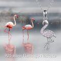 wholesale 925 Sterling Silver Pink Crystal Flamingo Pendant Necklace for Women-0-4