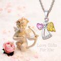 wholesale Sterling Silver Crystal Guardian Angel Necklace Women s Birthday Jewelry Gift-0-17
