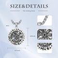 wholesale 925 Sterling Silver Vegvisir Compass Pendant Norse Runes Mens Necklace -0-2