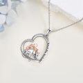 wholesale 925 Sterling Silver Heart Pendant with Cats and Elephant Charm Necklace for Women Girls-0-3