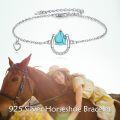 wholesale 925 Sterling Silver Turquoise Horse Shoe Heart Charm Bracelet for Women-0-2