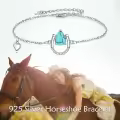 wholesale 925 Sterling Silver Turquoise Horse Shoe Heart Charm Bracelet Wholesale for Women-0-2