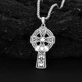 wholesale 925 Sterling Silver &  Claddagh Irish Cross with Celtic Knots and Shamrocks Pendant on 24 Box Chain-0-1