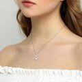 wholesale 925 Sterling Silver White Opal Double Heart Pendant Necklace  for Women Girls-0-3
