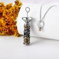 wholesale 925 Sterling Silver Sunflower Black Enamel Cylinder Keepsake Pendant Necklace with Funnel and Fill Tool-0-2