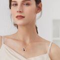 wholesale 925 Sterling Silver Mom Butterfly Heart Pendant Necklace With Red Zircon Two Tone Plating-0-1