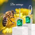 wholesale 925 Sterling Silver Emerald Green Square Stone Butterfly Drop Earrings for Women Mothers Day Gift-0-2